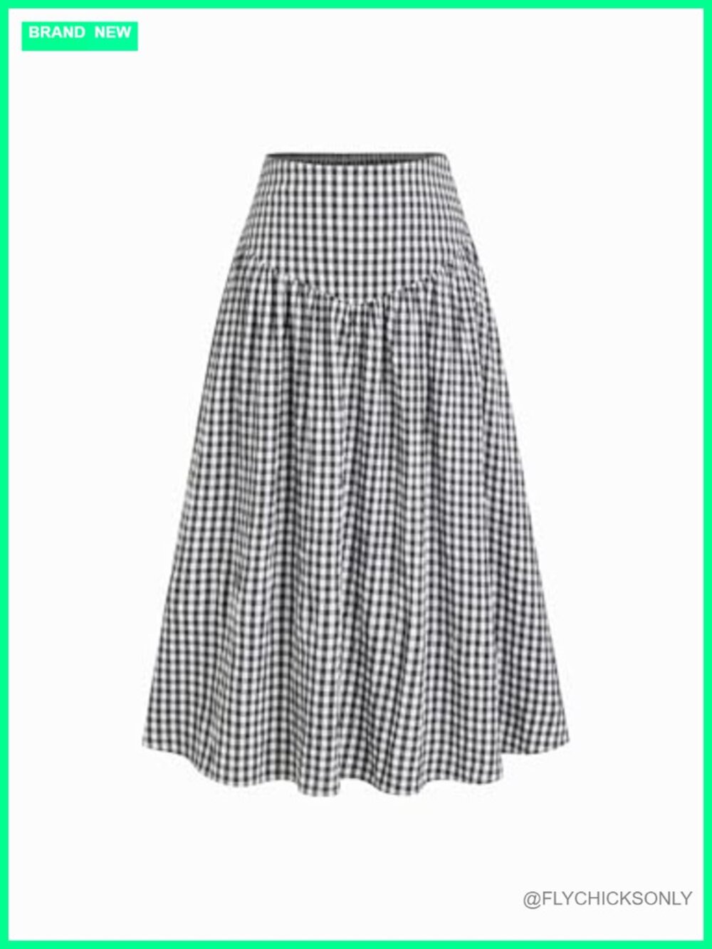 Women's A-Line High Waist Gingham Midi Skirt | Flowy Summer Plaid Maxi